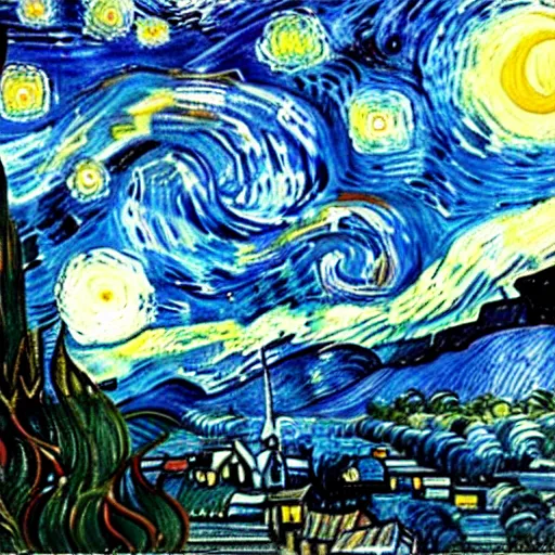 Prompt: a painting of a galaxy by vincent van gogh