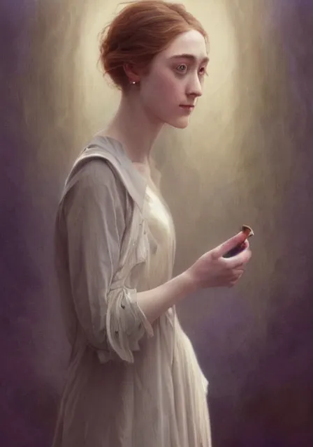 Prompt: saoirse ronan intricate, elegant, highly detailed, digital painting, artstation, concept art, smooth, sharp focus, illustration, art by artgerm and greg rutkowski and alphonse mucha and william - adolphe bouguereau