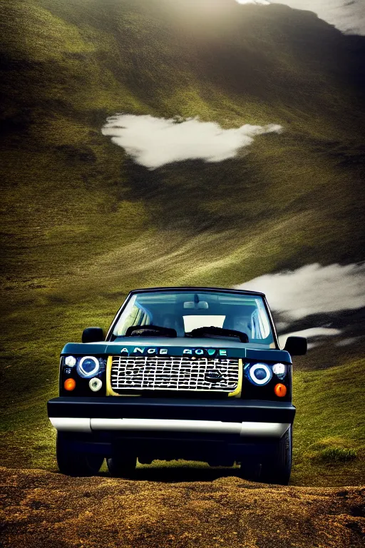 Image similar to drove land rover range rover in hill, aesthetic, popular subject art style, pop art style, by mike swiderek, jorge lacera, ben lo, tyler west,, ultrarealistic, sharp focus, intricate, ultra high definition, ultra resolution details, no duplicate, proportional, shadow effect, baroque environment