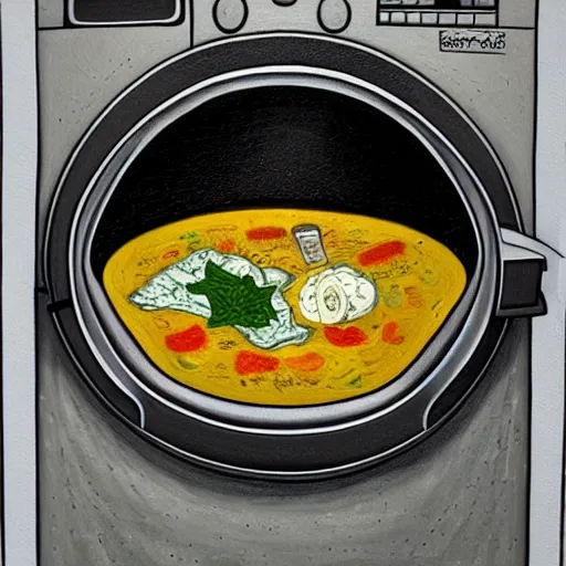 Image similar to soup inside of a washing machine, high textured, conceptual, intricate detailed painting, illustration sharp detail