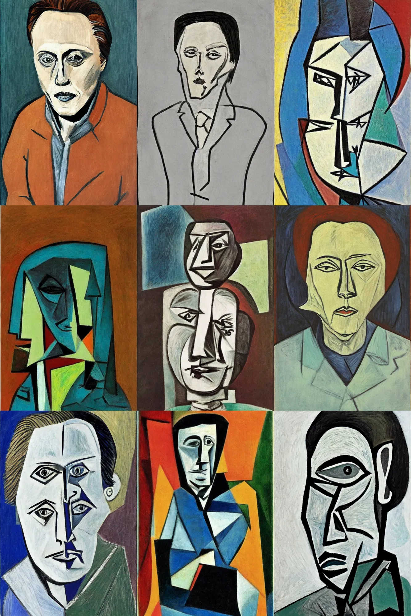 Prompt: portrait of christopher walken by pablo picasso