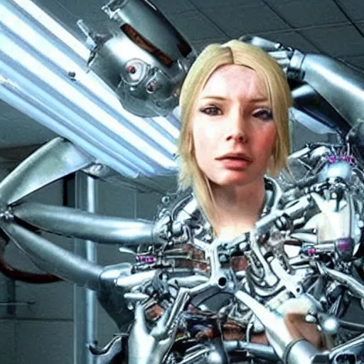 Prompt: amazing movie still of a bio-cybernetic mutant female beast-human