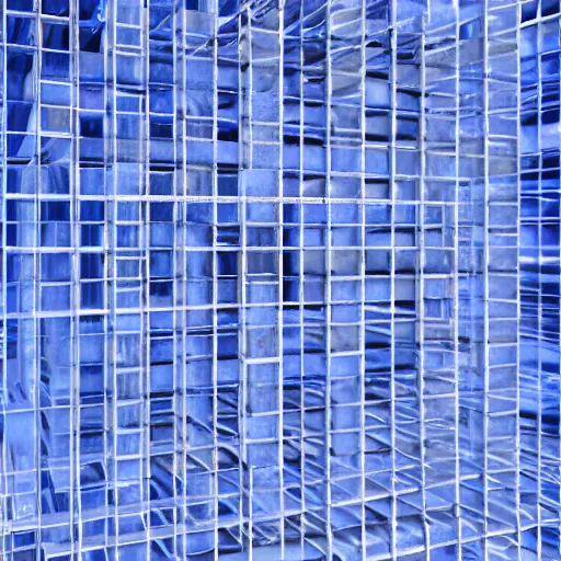 Prompt: cube made out of ( blue marbles ) and ( steel rods ), grid structure, octane render, studio photo