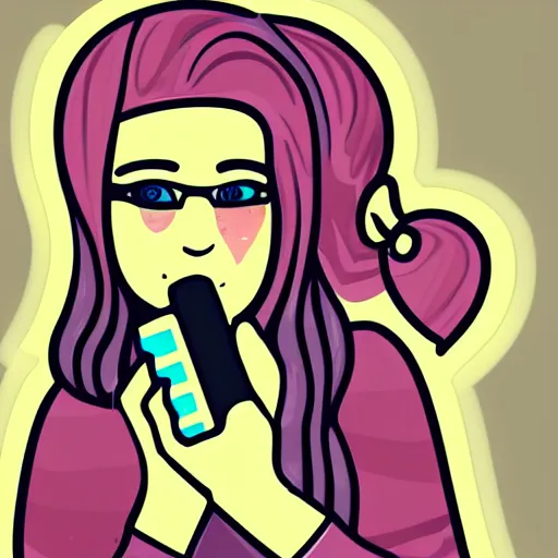 Prompt: sticker illustration of a vaping girl