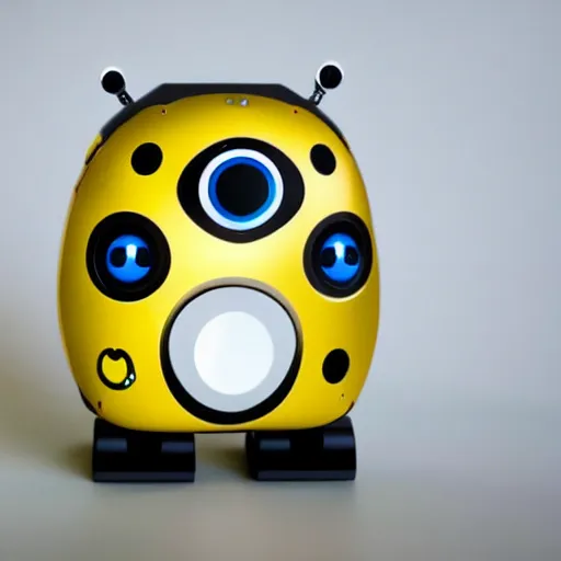 Image similar to a cute robot with uwu eyes painted designed by apple