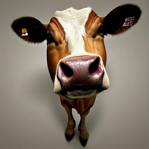 Image similar to mugshot of a cow dressed as an inmate