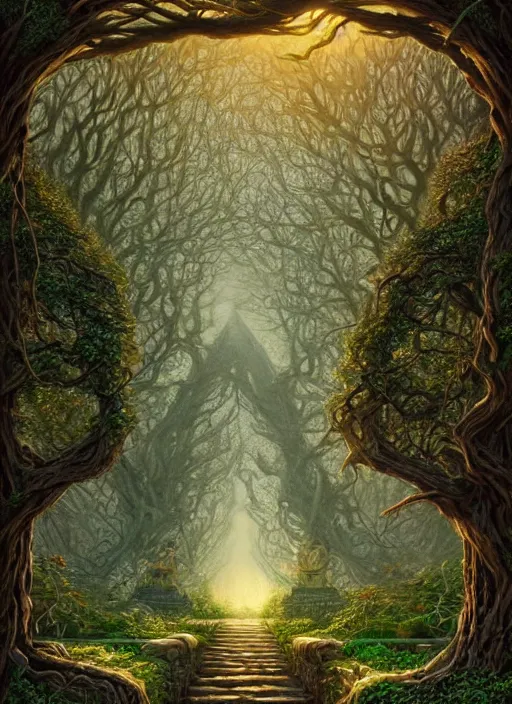 Prompt: book cover!!!!!!!!!!!!, old bridge, ivy vector elements at each border, fantasy forest landscape, fantasy magic, light night, intricate, elegant, sharp focus, illustration, highly detailed, digital painting, concept art, matte, art by wlop and artgerm and ivan shishkin and andrey shishkin, masterpiece