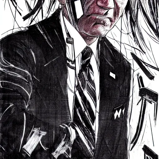 Image similar to Joe Biden looking sinister, by Tsutomu Nihei, highly detailed