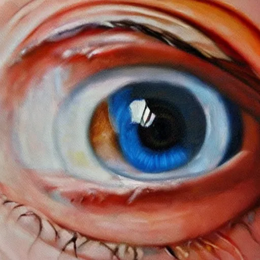 Image similar to a photorealistic painting of a human eye