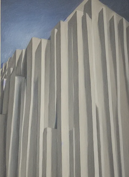 Image similar to a painting of an alejandro aravena building by pezo von ellrichshausen