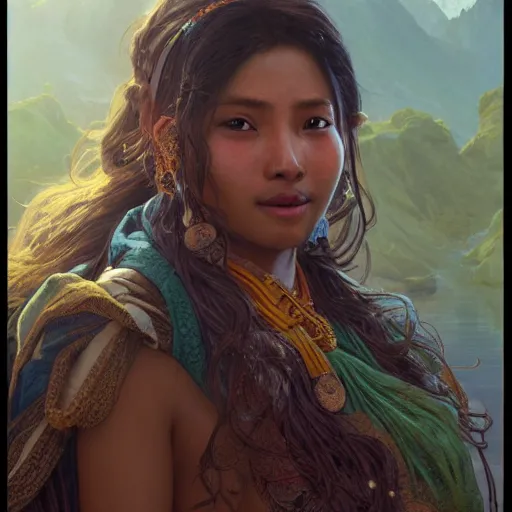 Image similar to nepali woman, ultra realistic, concept art, intricate details, highly detailed, photorealistic, octane render, 8 k, unreal engine. art by artgerm and greg rutkowski and alphonse mucha