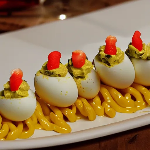 Prompt: deviled egg snake