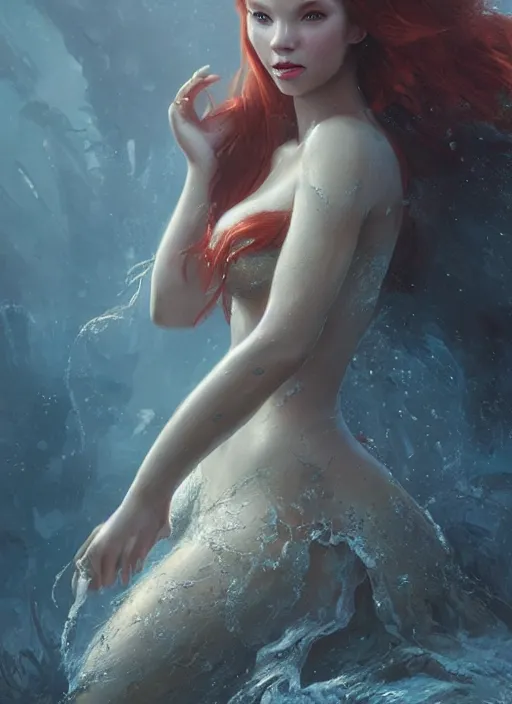 Image similar to princess ariel, hyper realistic face, beautiful eyes, fantasy art, in the style of greg rutkowski, intricate, hyper detailed, smooth