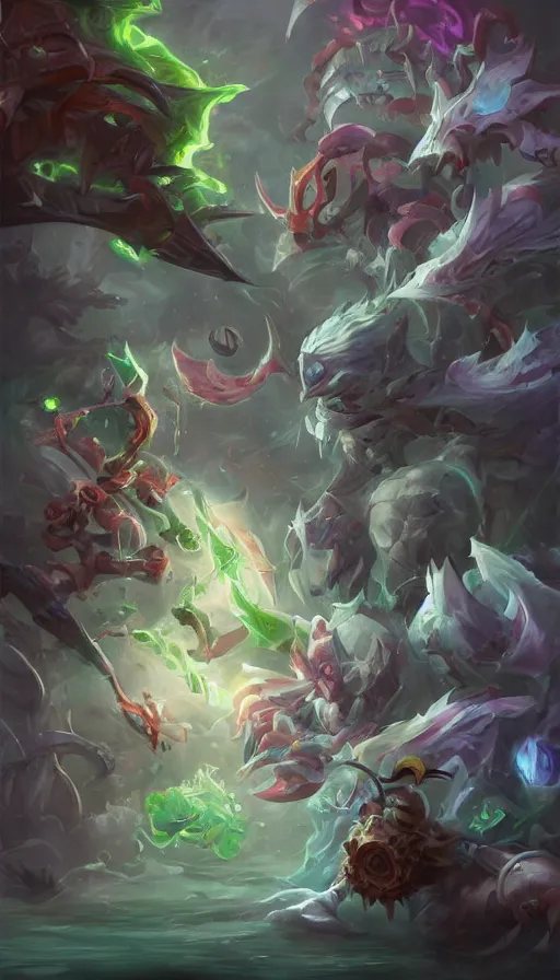 Prompt: life and death mixing together, by league of legends concept artists
