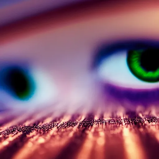 Image similar to very closeup shot, bokeh, photo of an city inside girls' eye iris , award winning shot