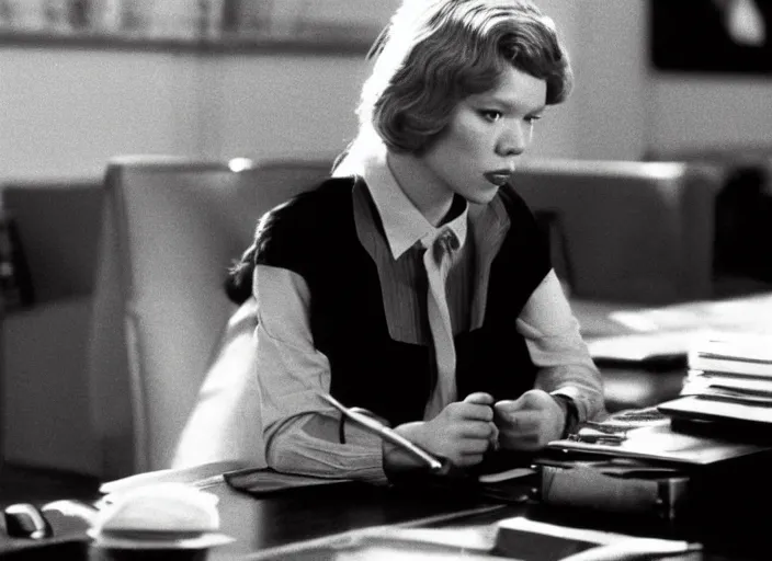 Image similar to A movie still of Lea Seydoux as Secretary of State in 1976 thriller movie.