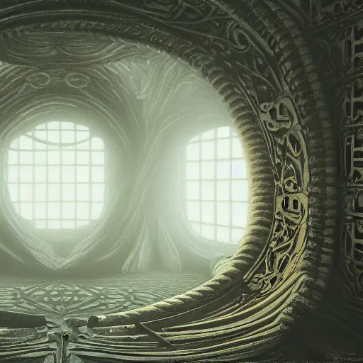 Image similar to Inside of a labyrinth, intricate, baroque, wonderland, mist, cinematic shot, photorealistic, photography, octane, high definition, detailed, 8k, artstation