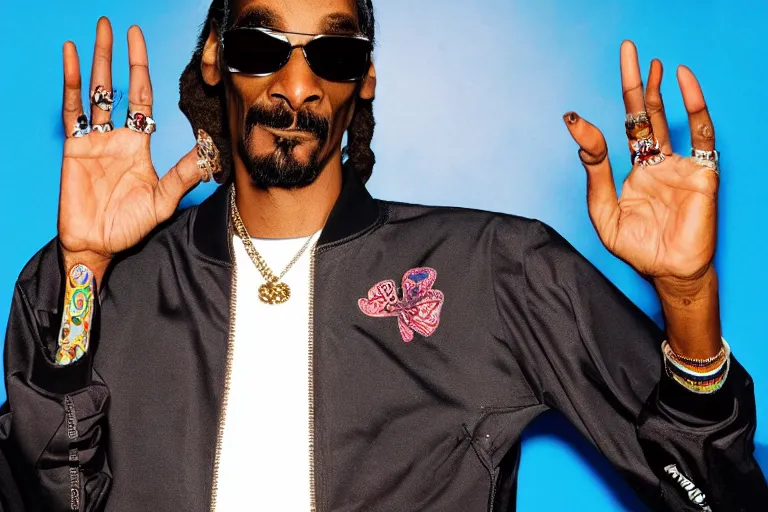 Image similar to snoop dogg with drugs on his hand