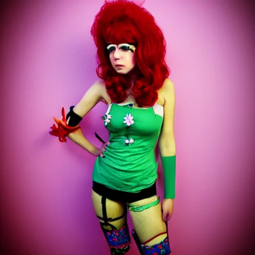 Image similar to flowerpunk 1970s cosplay