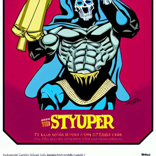 Image similar to Skeletor in the style of the Obama hope poster