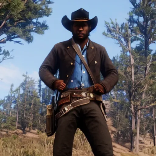 Prompt: arthur morgan with afro hair, red dead redemption 2