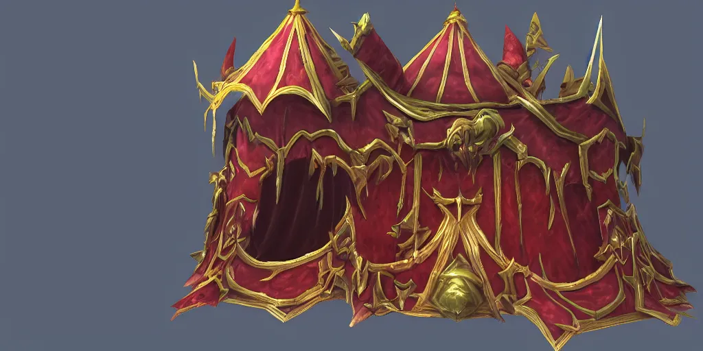 Prompt: a 3d sculpt of an evil circus tent, world of warcraft, league of legends