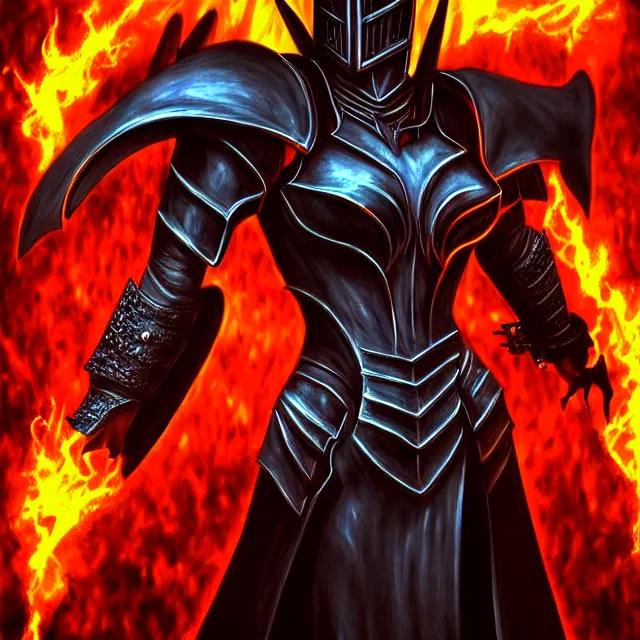 Prompt: hell knight with firepowers, highly detailed, 4 k, hdr, smooth, sharp focus, high resolution, award - winning photo, anne stokes, photorealistic, digital art