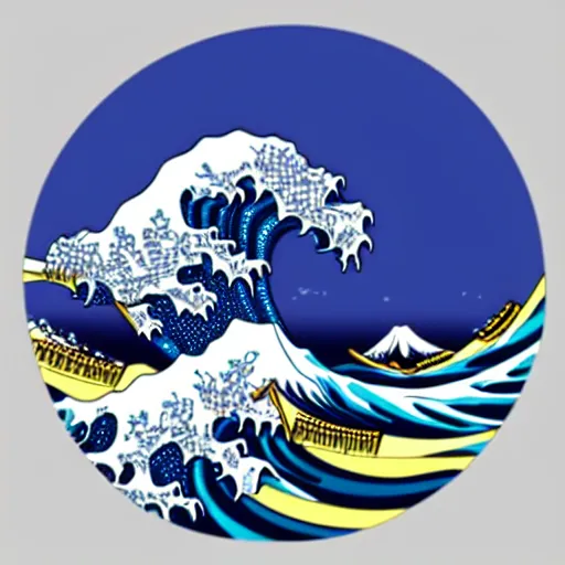 Prompt: the great wave as a sticker - art, svg vector, adobe - illustrator