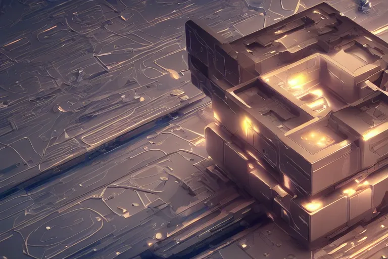 Prompt: single futuristic sci-fi Intricate cube 4K 3D render desktopography HD Wallpaper digital art