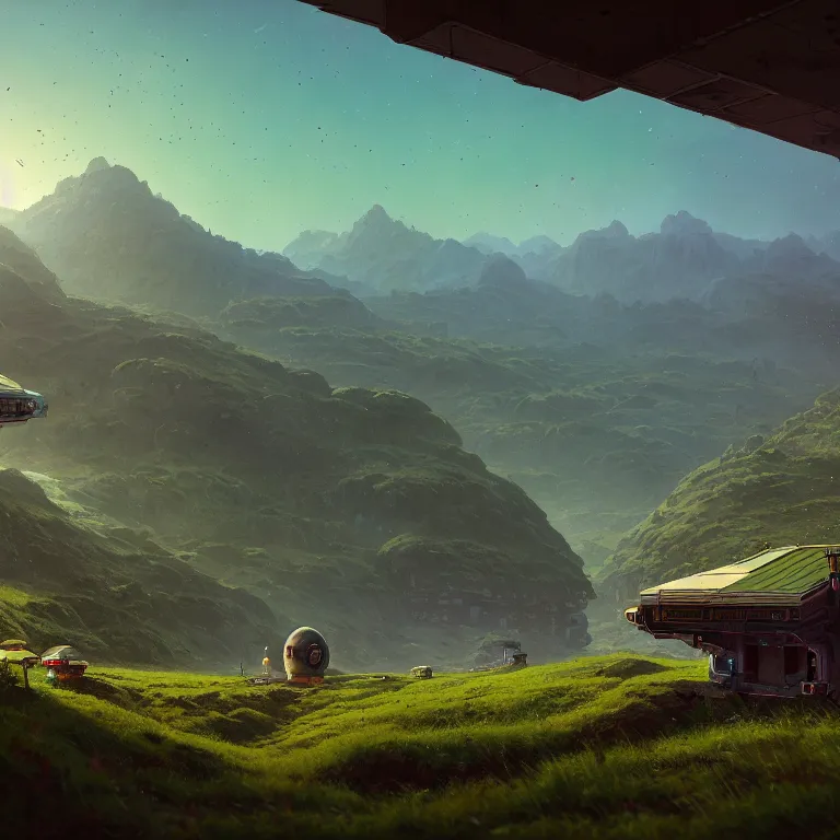 Image similar to O'Neill cylinder colony, view of villages, hills, forests, rivers. Space colony, inside view, octane rendering, cinematic, hyperdetailed, photorealistic, hyperrealism, octane rendering, 8k, depth of field, bokeh, masterpiece, fantastic art by Simon Stalenhag, Jakub Rozalski