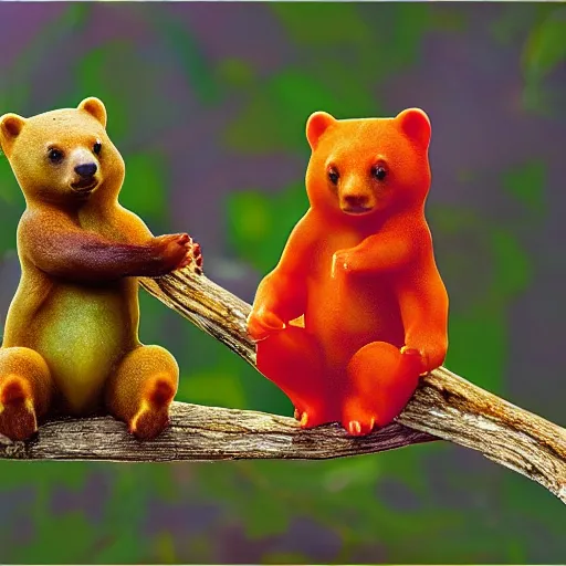 Image similar to national geographic photos of wild gummy bears, wildlife photography