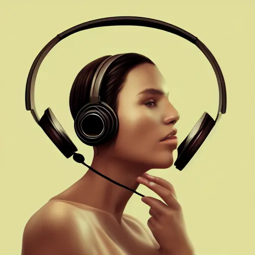 Prompt: an illustration of a beautiful woman listening to music with headphones by Quentin de Warren, highly detailed, digital art, trending on artstation