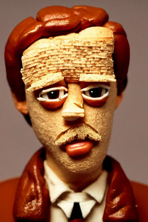 Image similar to film still of steve buscemi made out of bread in the royal tenenbaums, 4 k