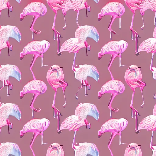 Prompt: a repeating pattern of flamingos