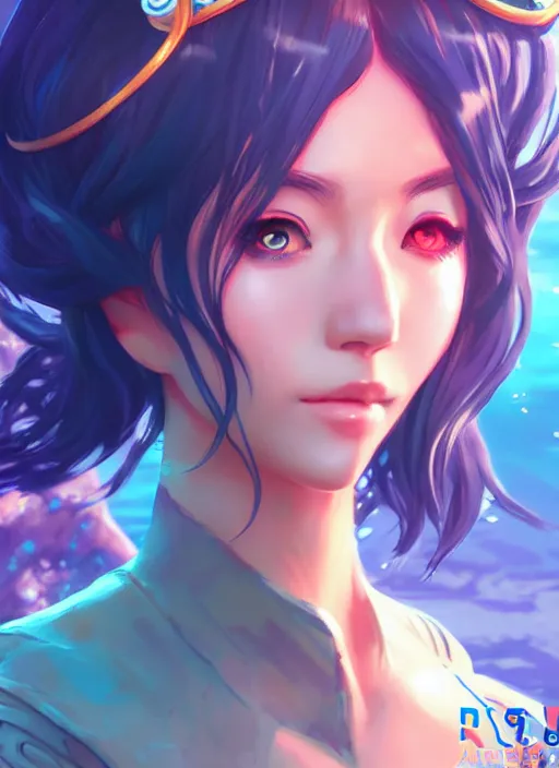 Prompt: Underwater Ocean Princess in apex legends as an anime character digital illustration portrait design by Ross Tran, artgerm detailed, soft lighting