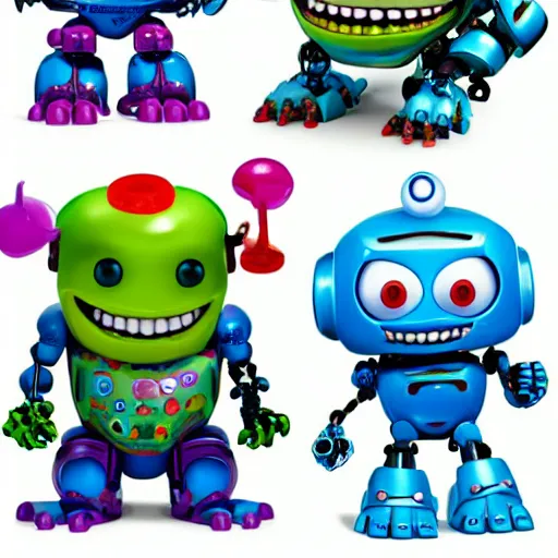 Image similar to single crazy melting plastic toy Pop Figure Robot monster 8K, by pixar, by dreamworks, in a Studio hollow, by jeff koons, by david lachapelle