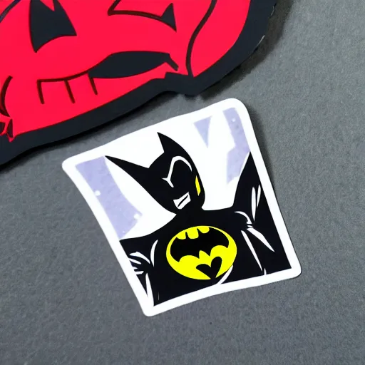 Image similar to die cut sticker, batman breakdancing in techwear splatter paint