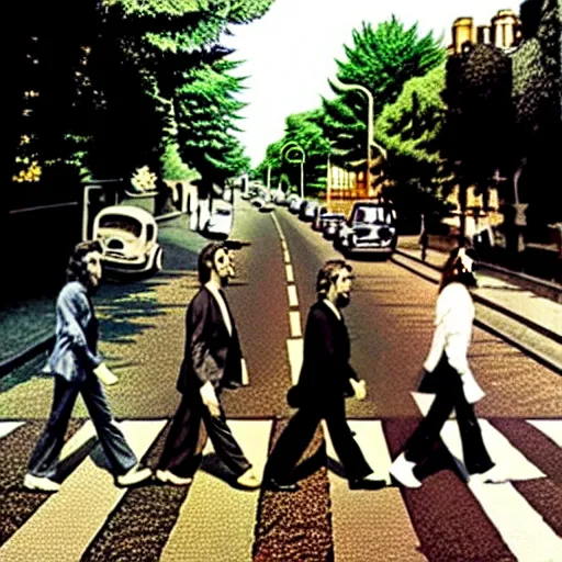 Image similar to abbey road by banksy,