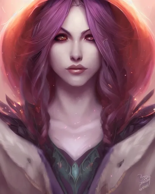 Image similar to Jinx League of Legends beautiful digital illustration portrait of a Witch who design by Ross Tran, artgerm detailed, soft lighting