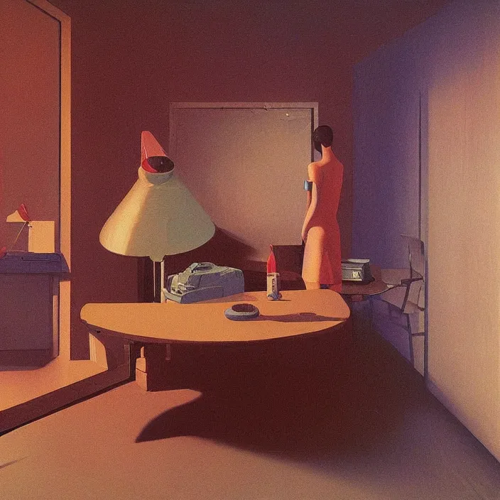 Prompt: clean your room, science fiction, Edward Hopper and James Gilleard, Zdzislaw Beksinski, highly detailed
