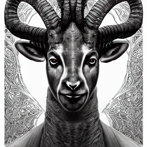 Prompt: studio portrait of the anthropomorphic goat man, a humble thief super fine surreal detailed face illustration by kim jung gi, iraq nadar, intricate lines, clear focus, vivid colors, matte, octopath voyager, skyrim, unreal engine highly rendered, radiant light, intricate, trending