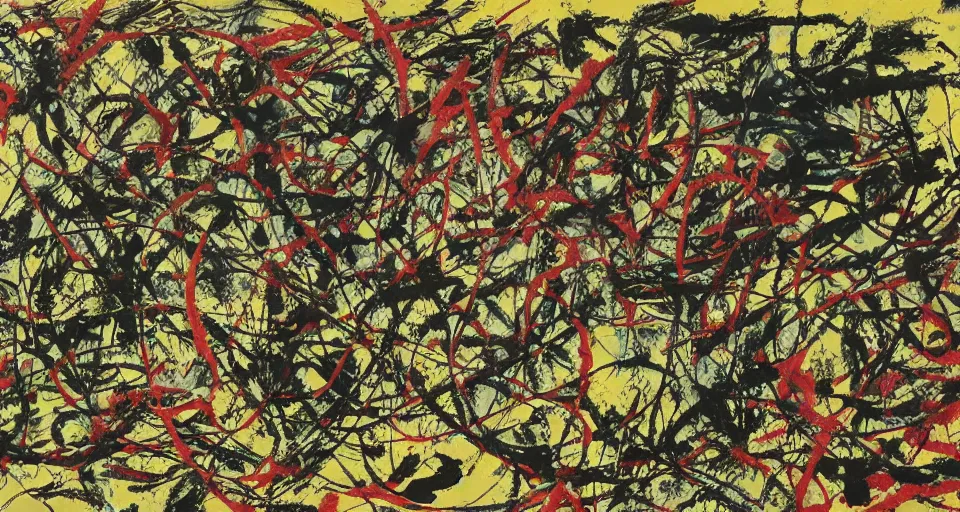 Image similar to contemplating wishes, Jackson Pollock, 4K, on canvas