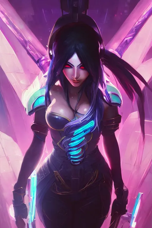 Prompt: irelia from league of legends, cyberpunk futuristic neon. flying kunai's, decorated with traditional japanese ornaments by ismail inceoglu dragan bibin hans thoma greg rutkowski alexandros pyromallis nekro rene maritte illustrated, perfect face, fine details, realistic shaded, fine - face, pretty face, masterpiece