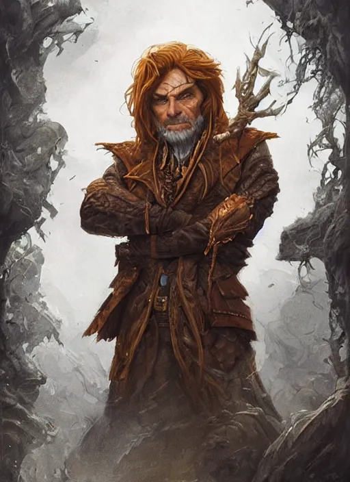 Image similar to autumnal rumpelstiltskin, d & d, fantasy, portrait, highly detailed, digital painting, trending on artstation, concept art, sharp focus, illustration, art by artgerm and greg rutkowski and magali villeneuve