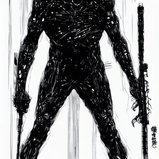 Prompt: Joe Biden standing with his arms crossed looking sinister, by Tsutomu Nihei, highly detailed