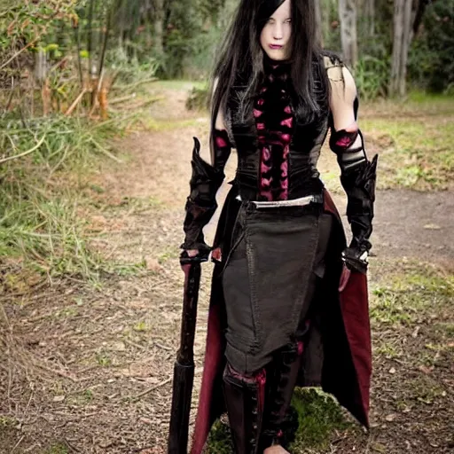 Image similar to full body photo of a female vampire warrior