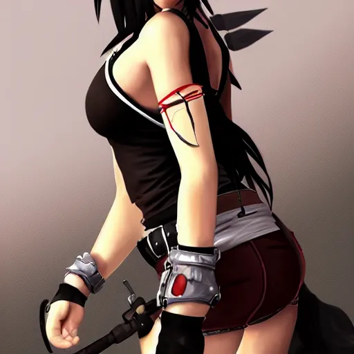 Image similar to beautiful digital art of tifa lockhart, trending on artstation