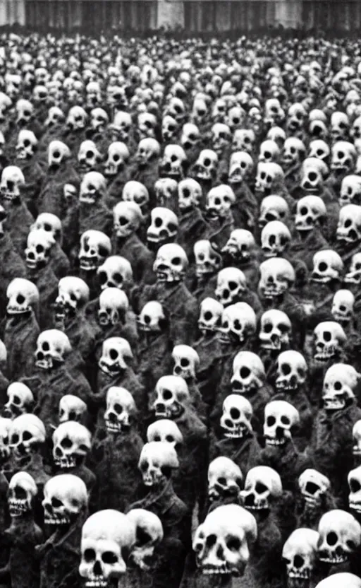 Image similar to mao zedong driving a crowd of skeletons