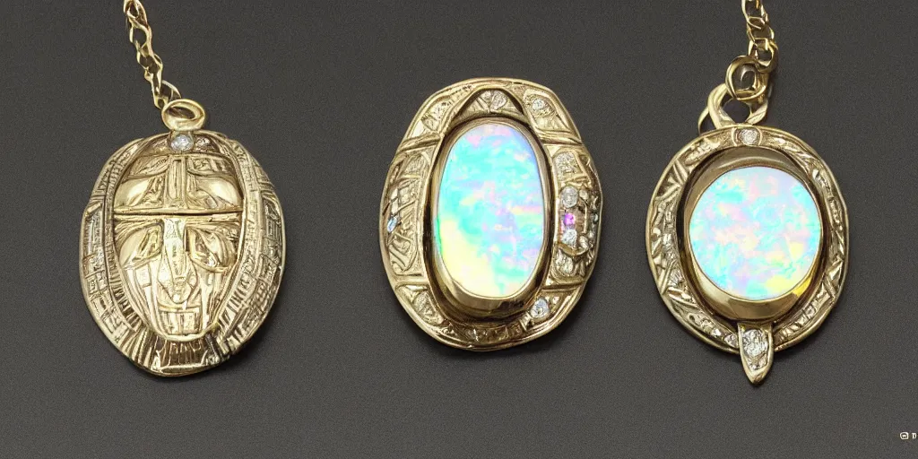 Prompt: jewelry engraved in scarab, opal diamond, art noveau, art deco