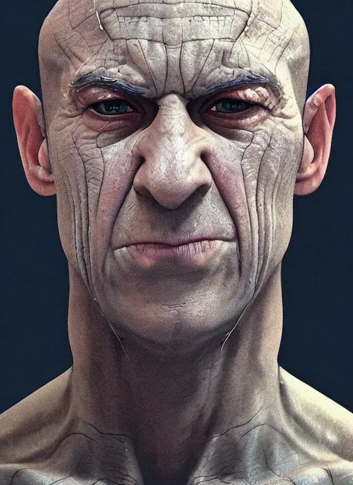 Prompt: “Very old Spiderman, wrinkled face, bald head. Photorealistic.”